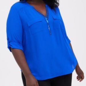 Torrid HARPER PULLOVER - GEORGETTE & SEQUIN TRIM ELECTRIC BLUE NWT